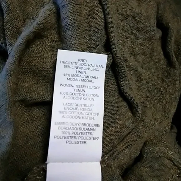 Lucky Brand Olive Blouse with Blue Embroidery - Picture 6 of 6